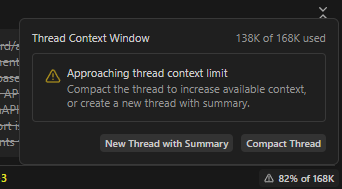 Context Window reaching limit in Amp