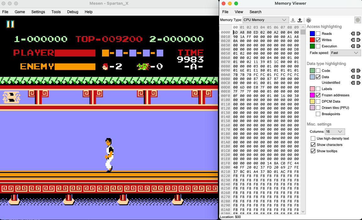 Mesen 2 with Memory Debugger