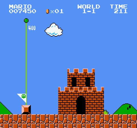 the flagpole and the castle