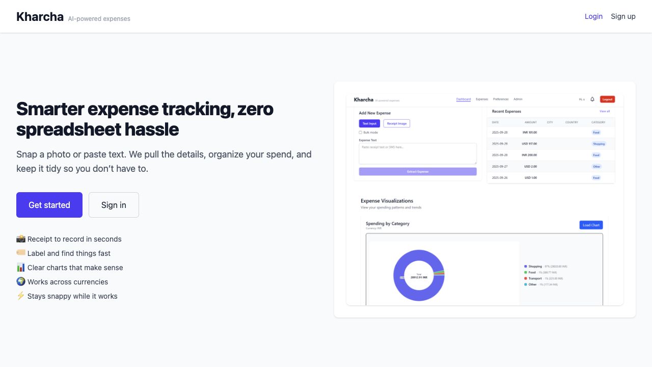 Kharcha expense-tracking dashboard
