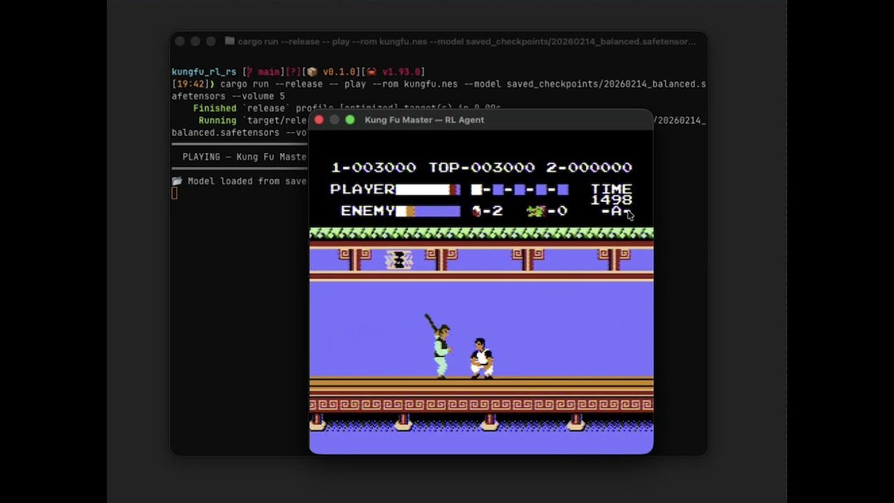 Reinforcement-learning agent playing Kung Fu on the NES