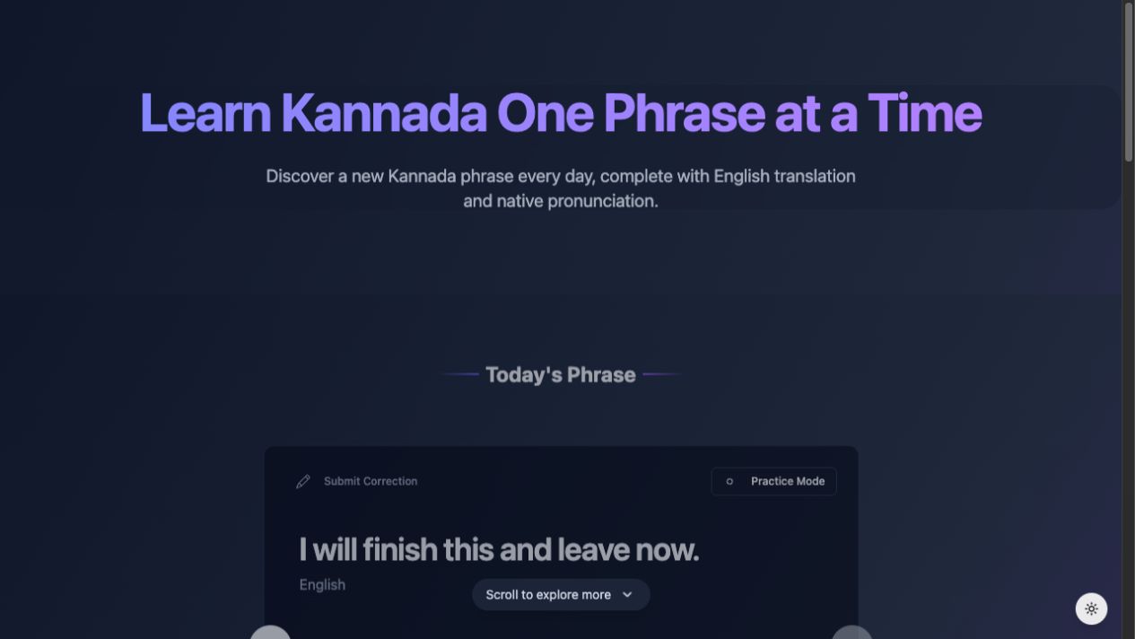 Learn Kannada daily phrase page