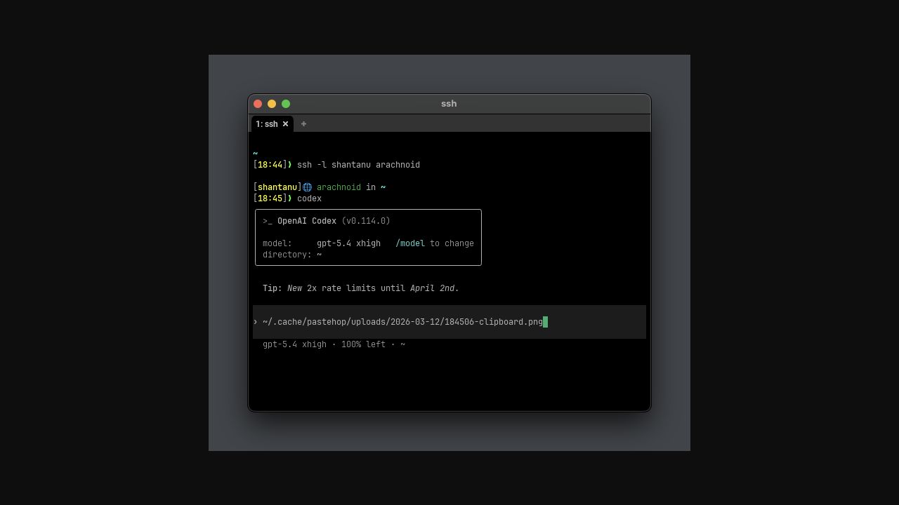 PasteHop moving a clipboard image into a remote terminal